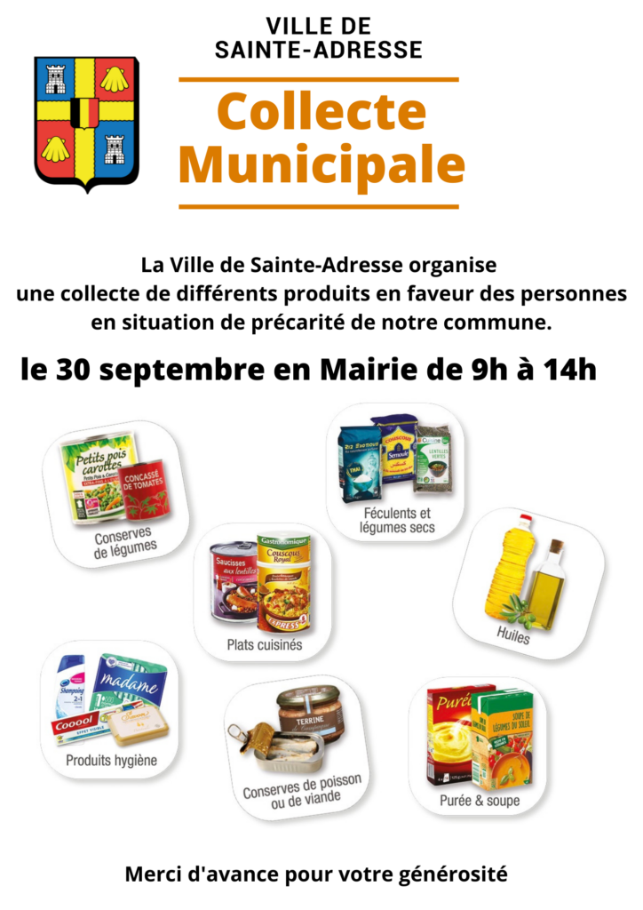 Collecte de denrées alimentaires et de produits d'hygiène